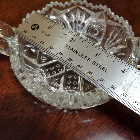 AMERICAN BRILLANT CUT CRYSTAL 2 HANDLED NAPPY DISH - Picture 2 of 5